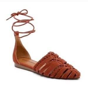 Lucky Brand Brocki Sumac Flat Sandals Size 7.5M Burnt Orange Rust Brown Color